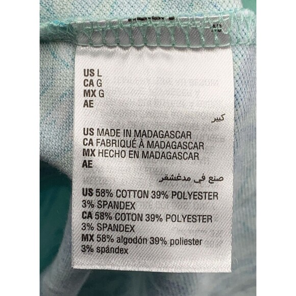 Club Room Polo Standard 100 Golf Shirt Men Large Blue Green Floral Short Sleeve - Picture 8 of 11